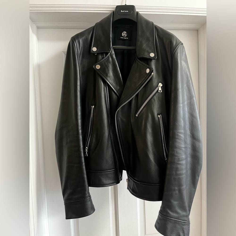 Paul Smith Black Leather Biker Jacket
